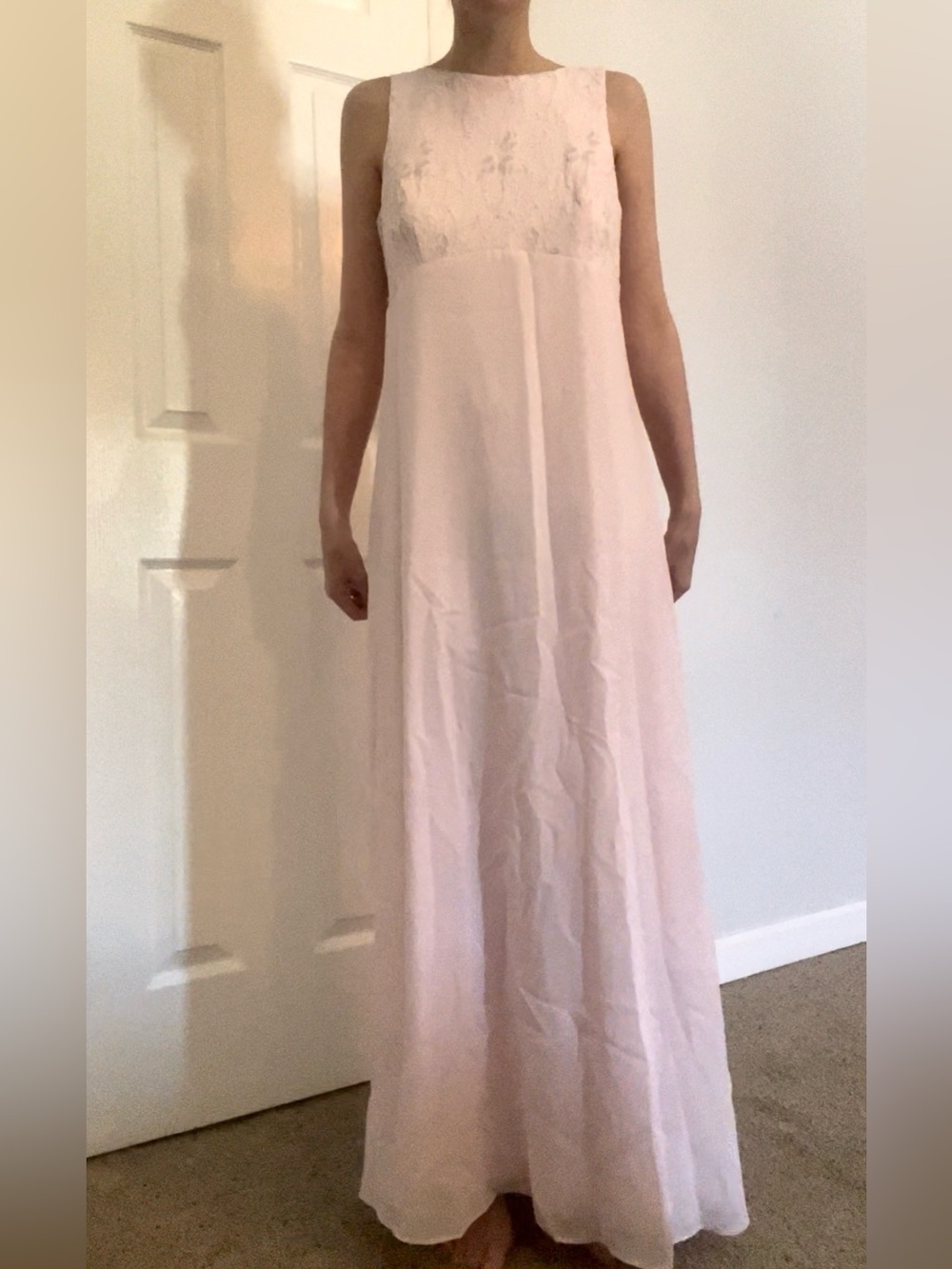 All That Jazz Blush Pink Sleeveless Maxi Dress with Lace Bodice